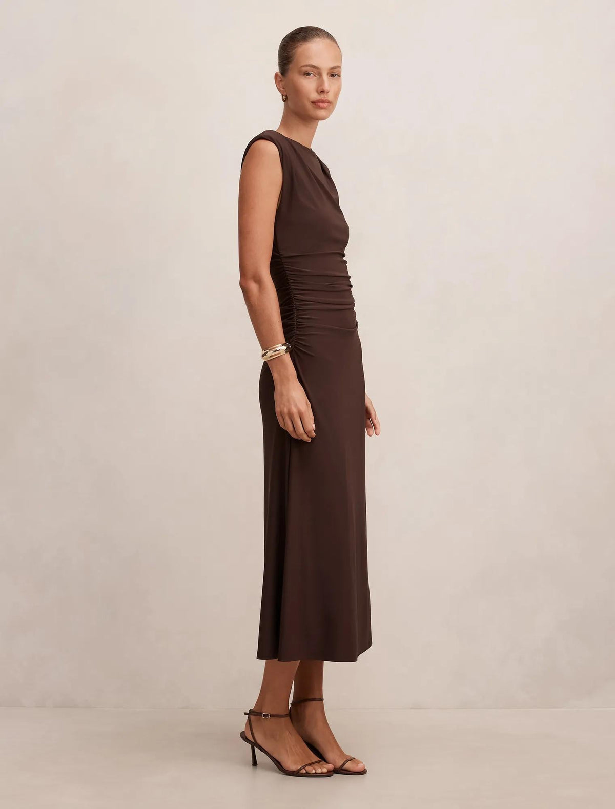 Alisa Ruched Jersey Midi Dress Freckle