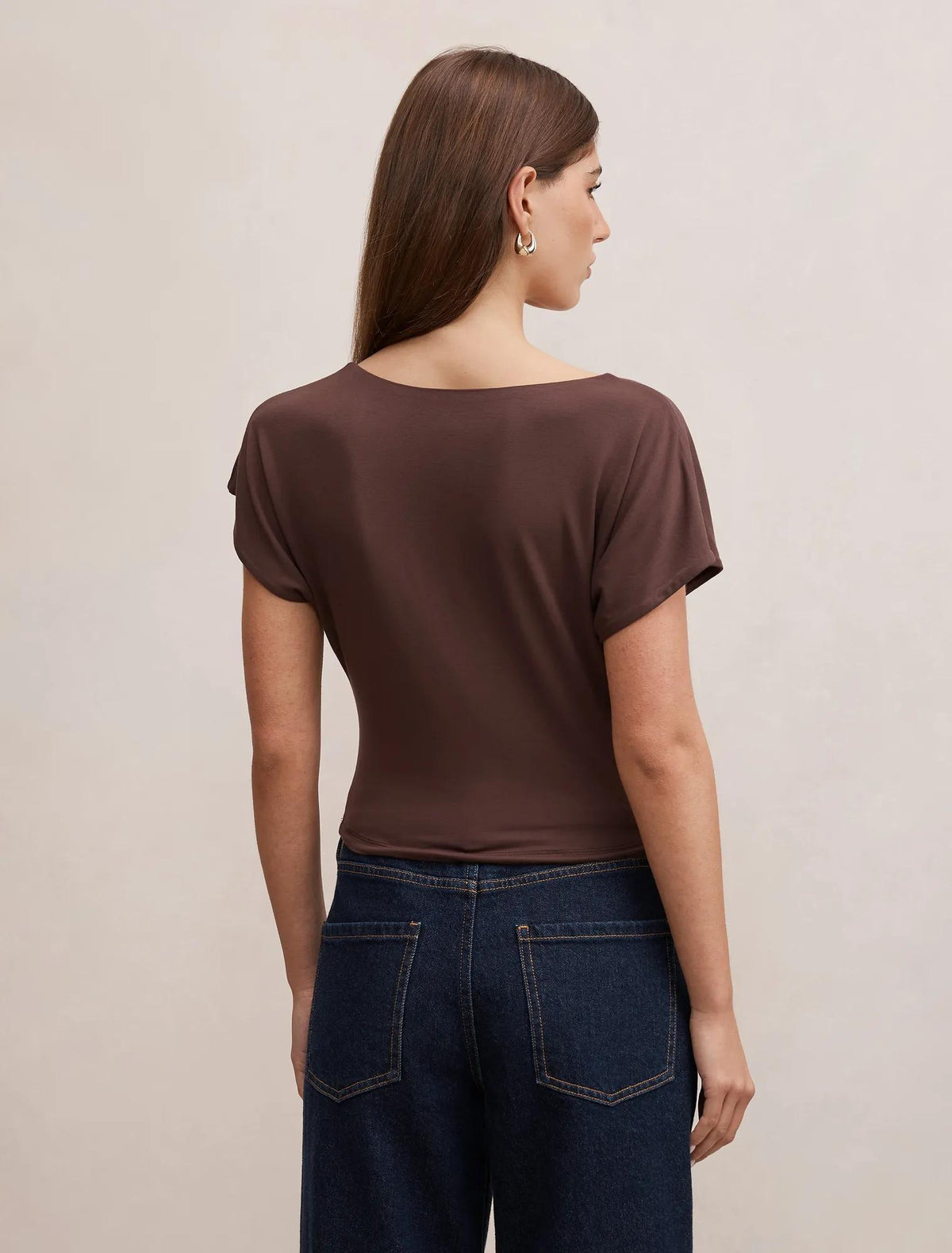 Phoebe Draped Cowl Top Bark