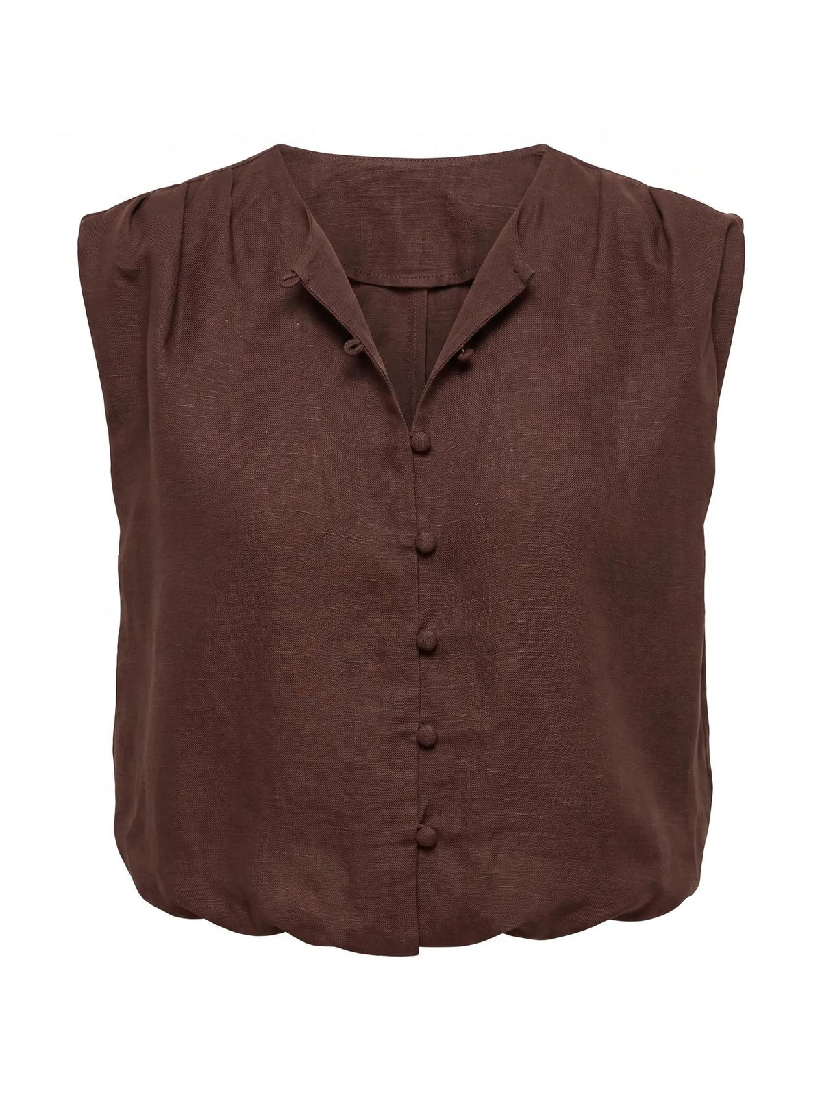Naia Bubble Hem Top Chocolate_mannequin