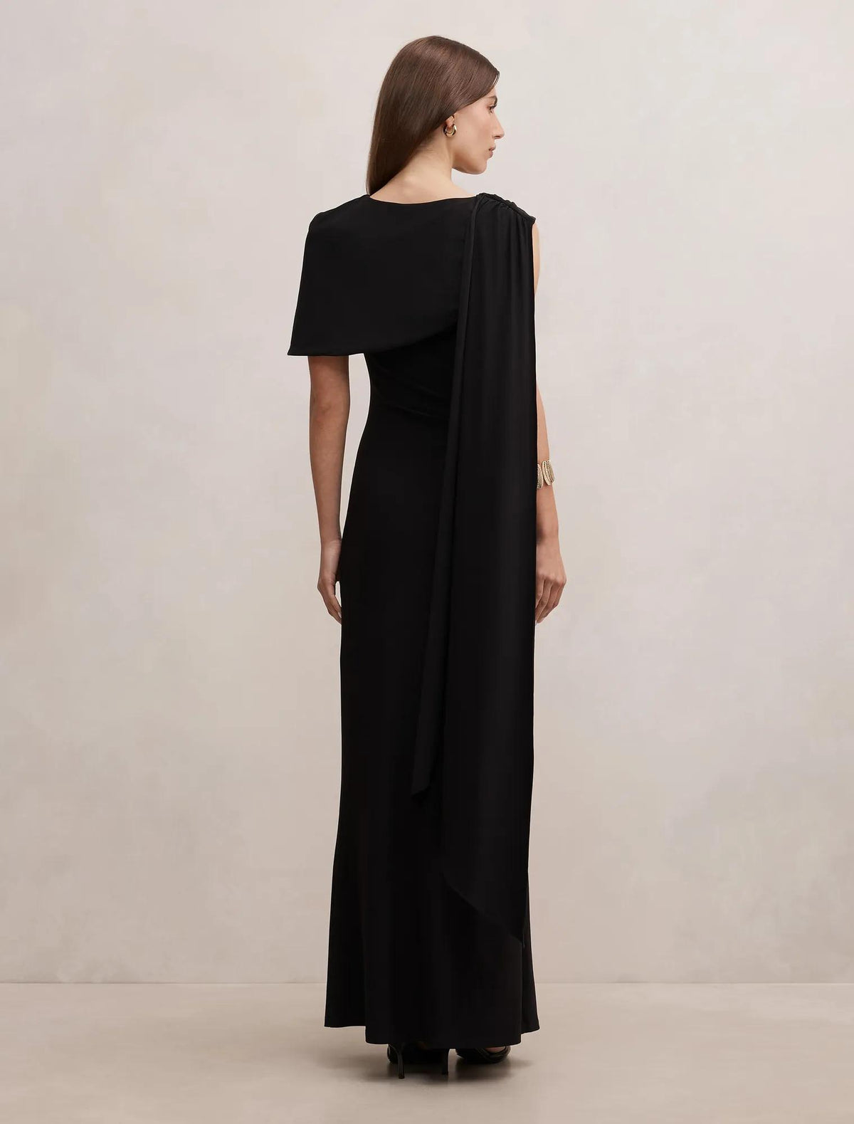 Kosa Cape Scarf Maxi Dress Black