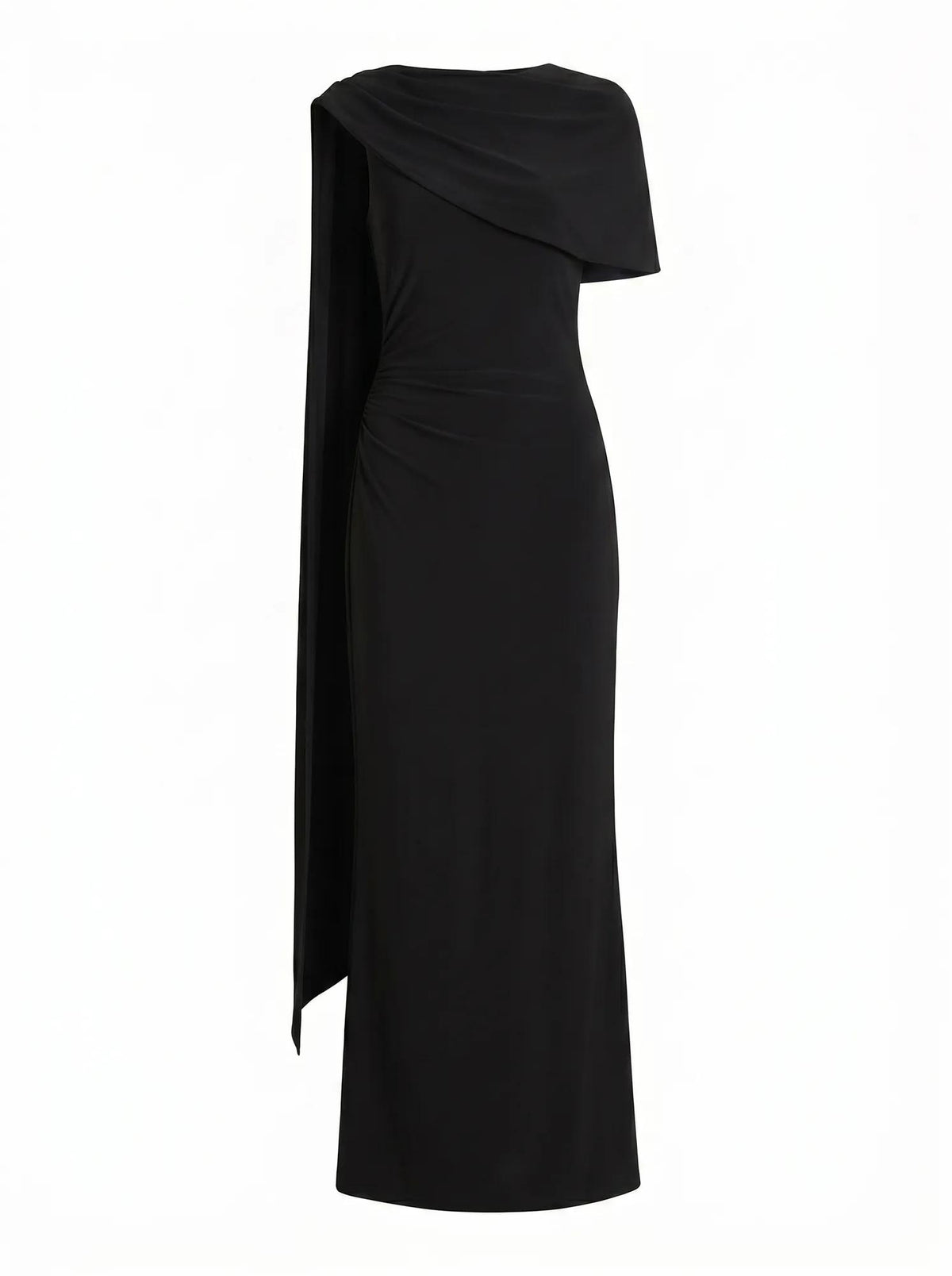 Kosa Cape Scarf Maxi Dress Black_mannequin
