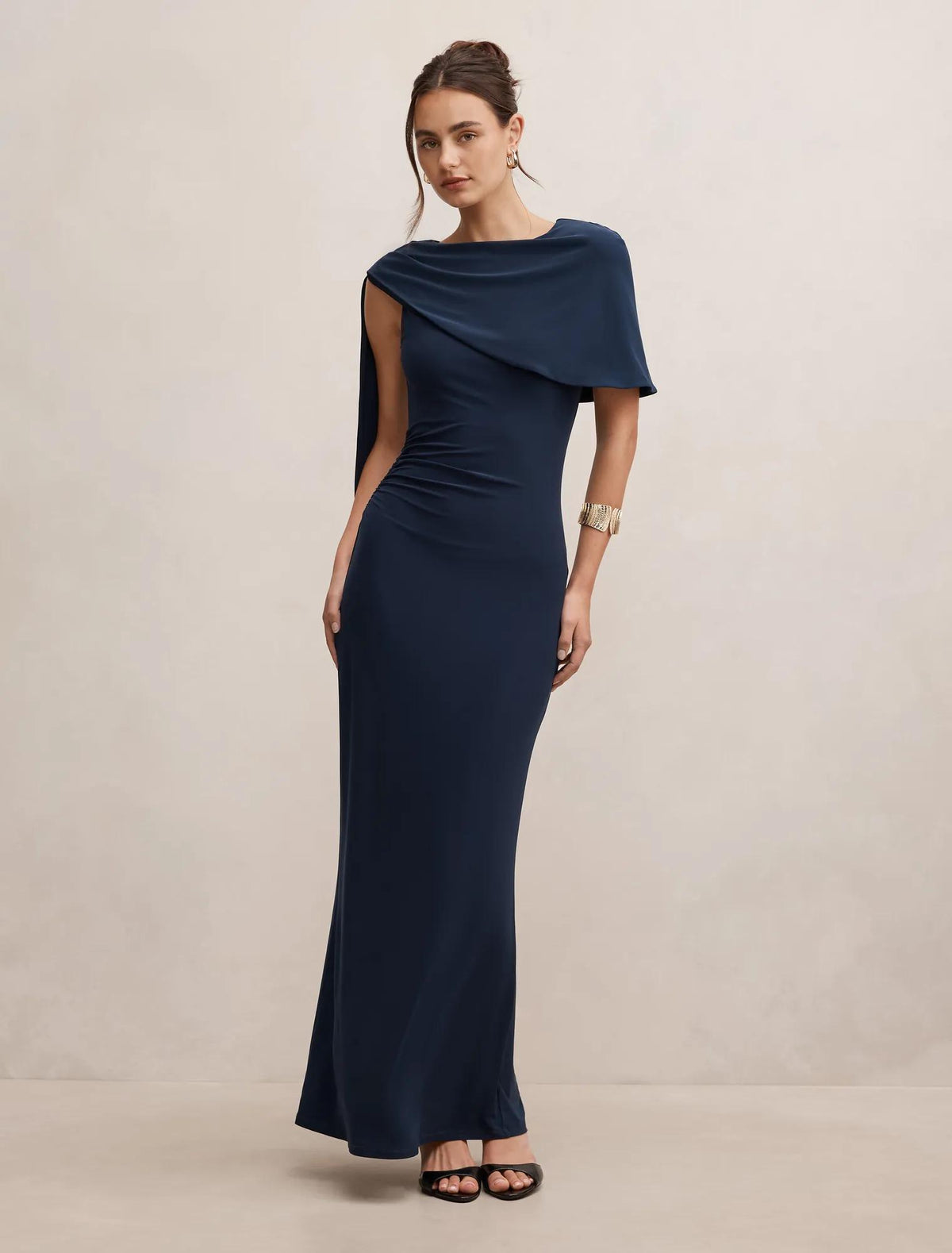 Kosa Cape Scarf Maxi Dress Ink Navy