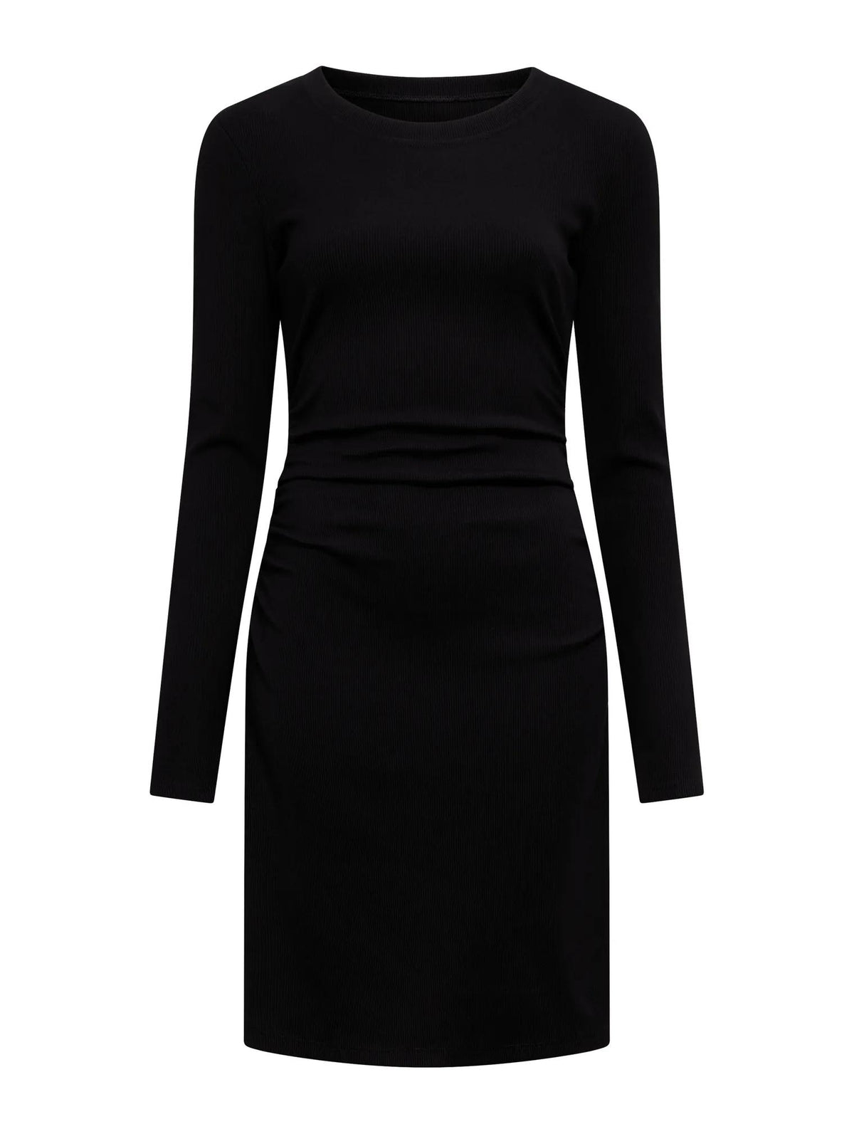 Ash Long Sleeve Ribbed Mini Dress Black_mannequin