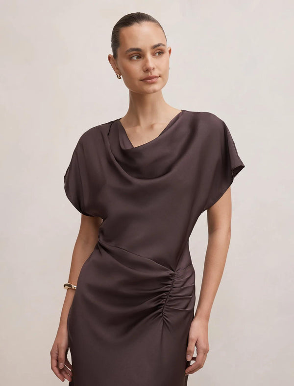 Ada Grown On Sleeve Maxi Dress Warm Chocolate