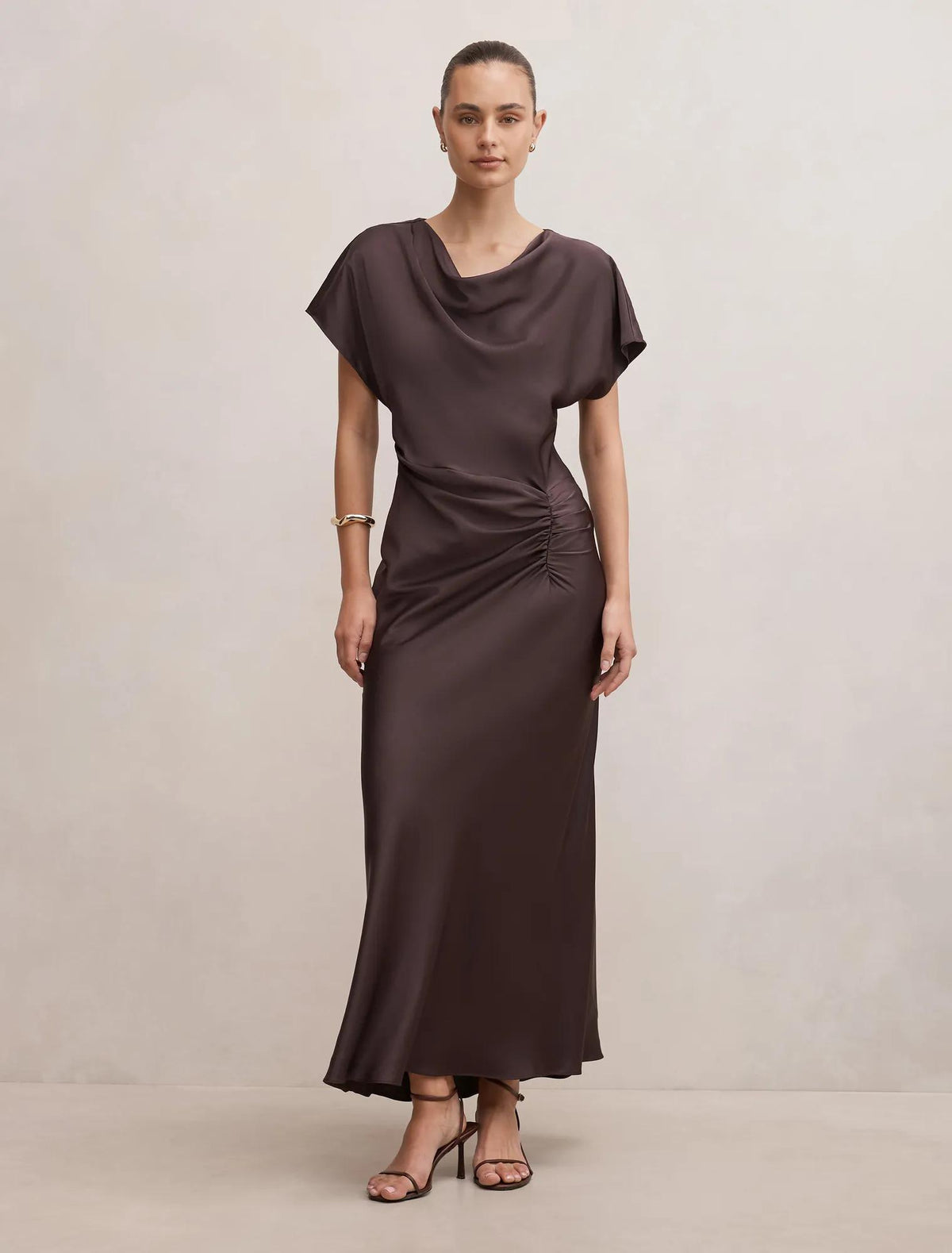 Ada Grown On Sleeve Maxi Dress Warm Chocolate