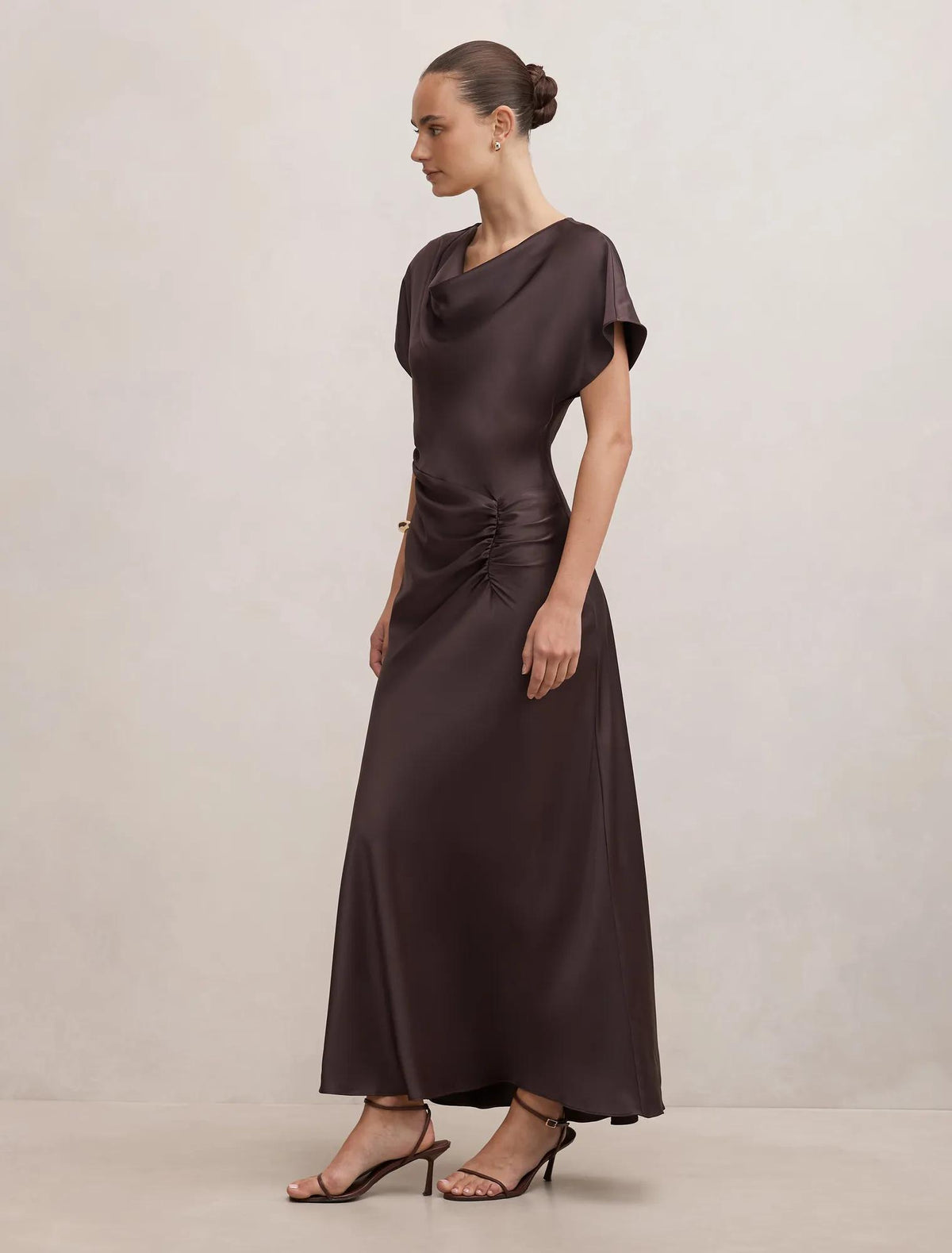 Ada Grown On Sleeve Maxi Dress Warm Chocolate