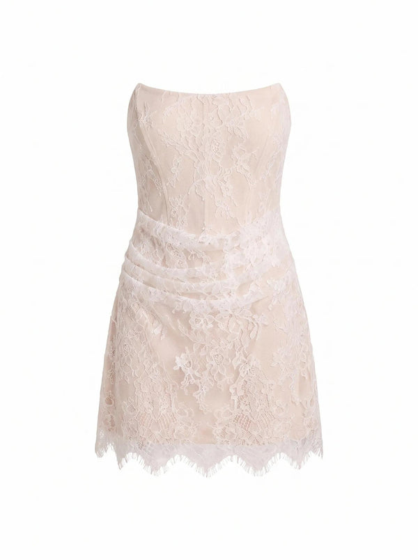 Brenna Corset Lace Mini Dress Ivory_mannequin