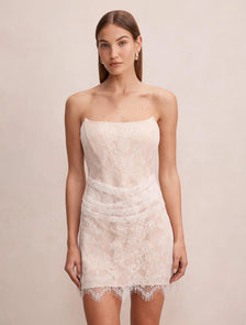 Brenna Corset Lace Mini Dress Ivory