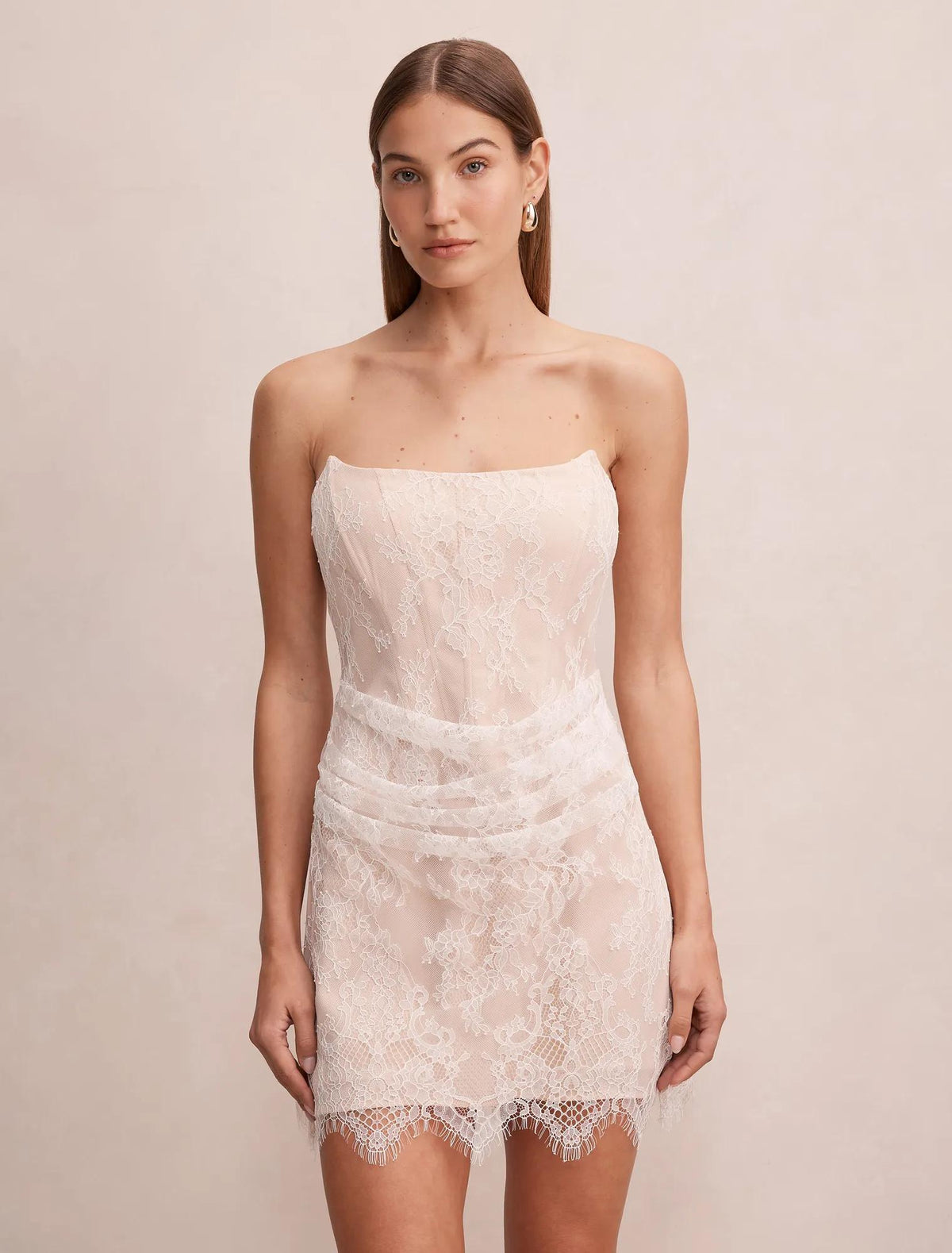Brenna Corset Lace Mini Dress Ivory