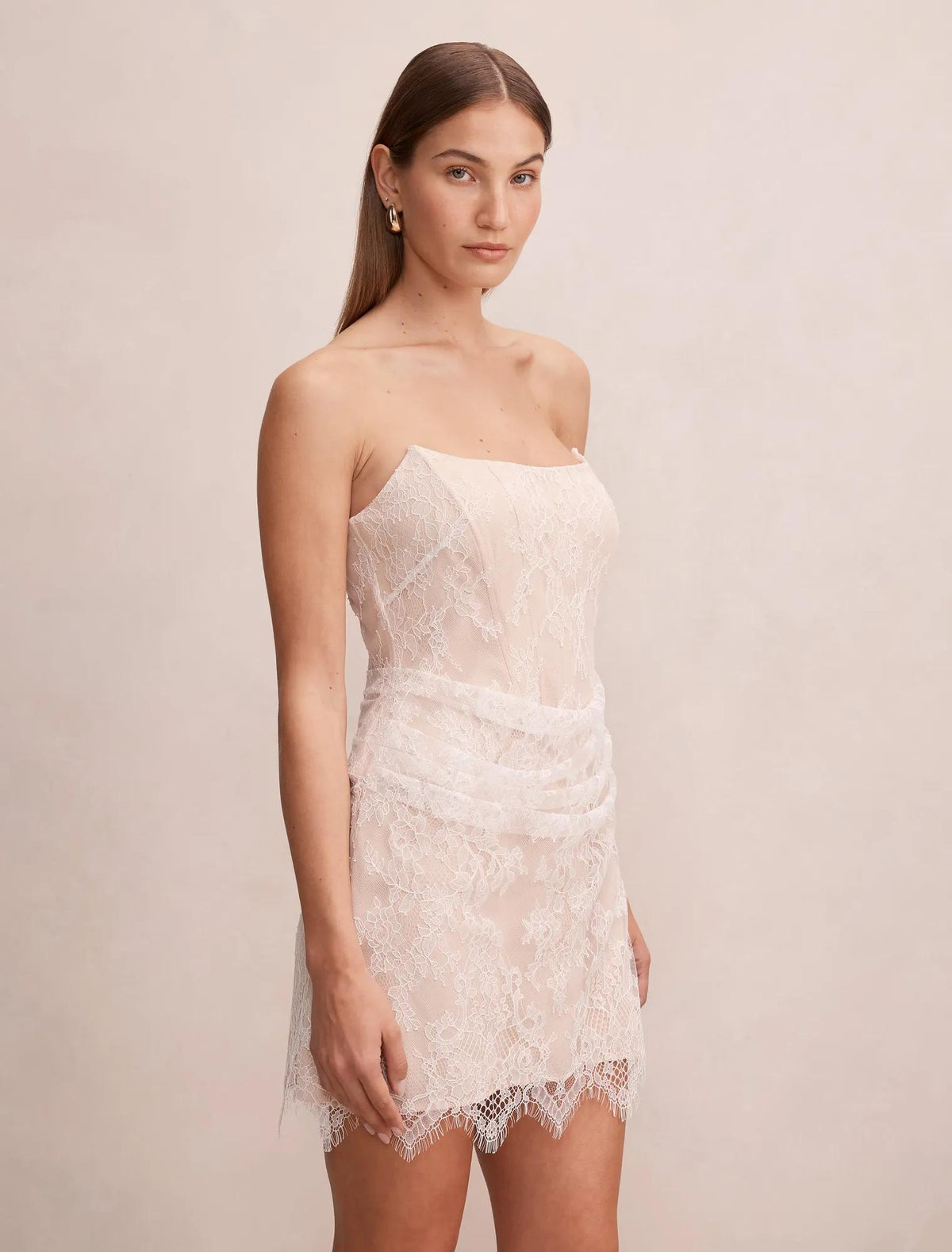 Brenna Corset Lace Mini Dress Ivory