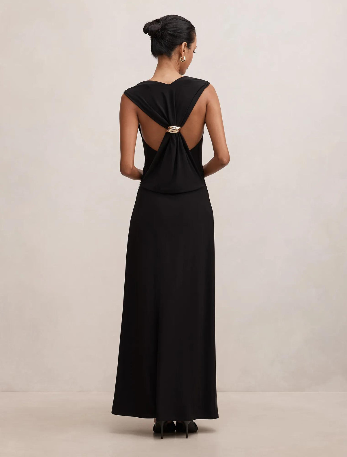 Jae Petite Bubble Back Hardware Maxi Dress Black