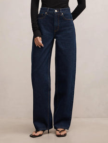 Emma Mid Rise Barrel Jean Dark Wash