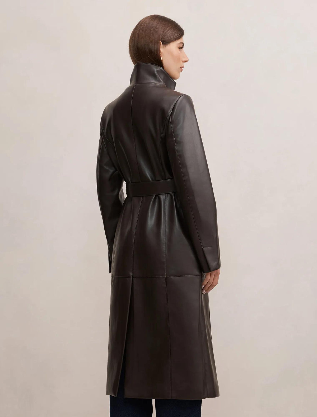 Bonnie PU Funnel Trench Coat Chocolate