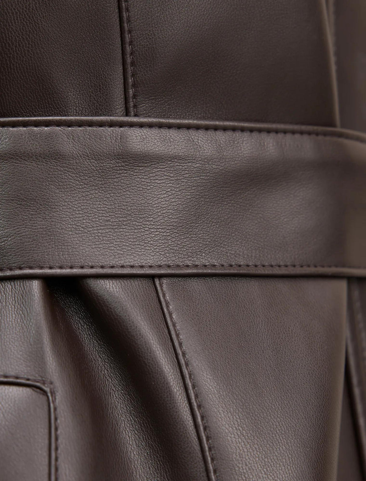 Bonnie PU Funnel Trench Coat Chocolate
