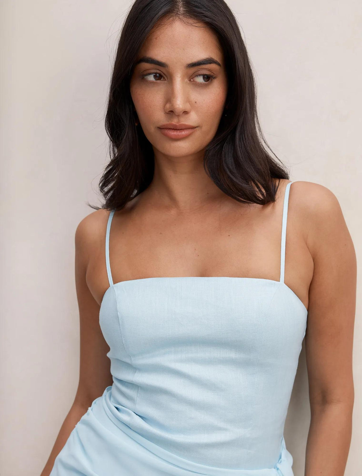 Sienna Linen Sarong Mini Dress Seafoam Aqua