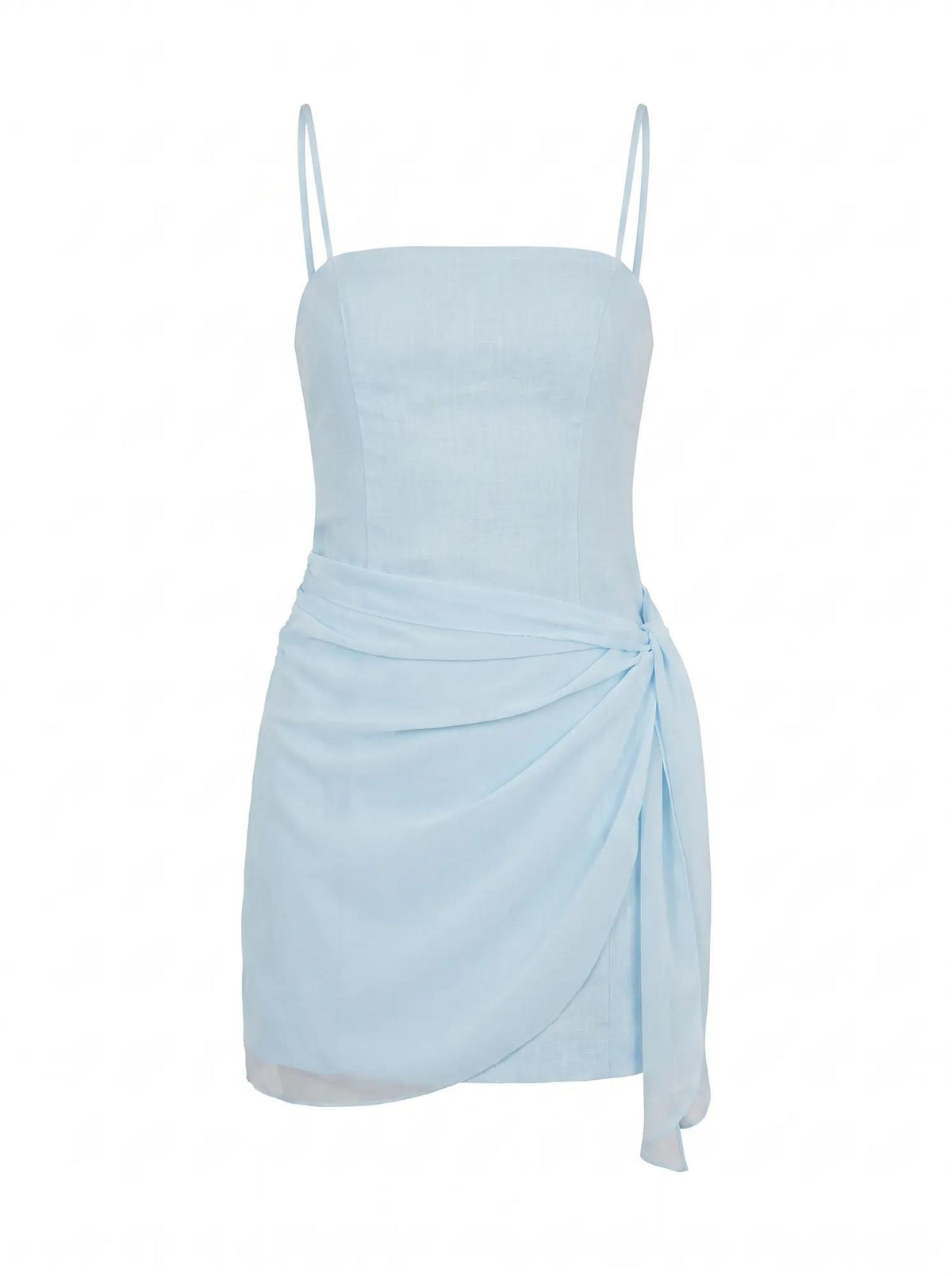 Sienna Linen Sarong Mini Dress Seafoam Aqua_mannequin