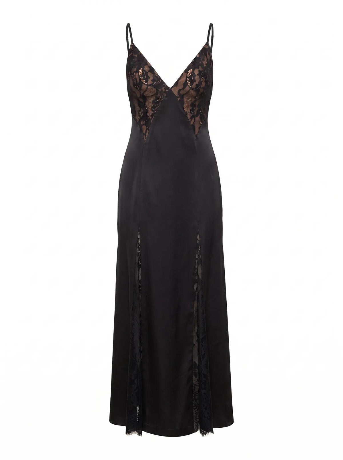 Salome V Neck Lace Maxi Dress Black_mannequin