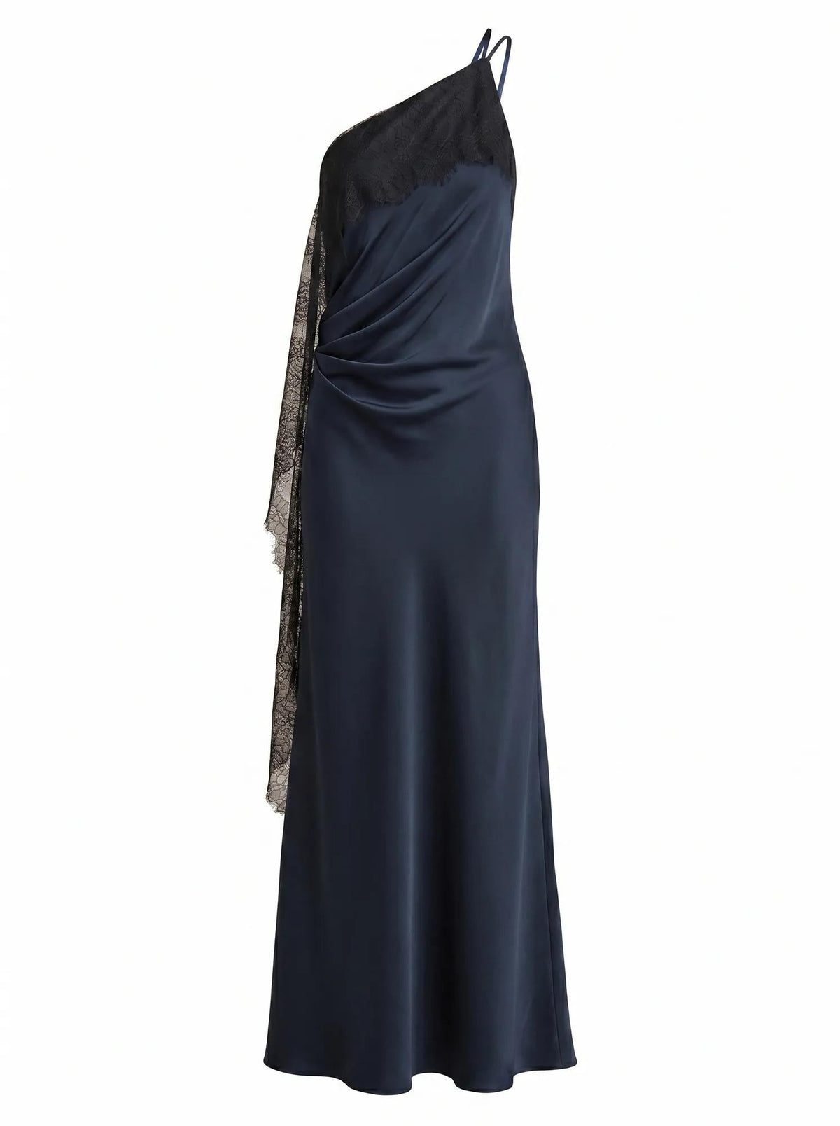 Sylvie Asym Satin Bias Dress Navy/Black