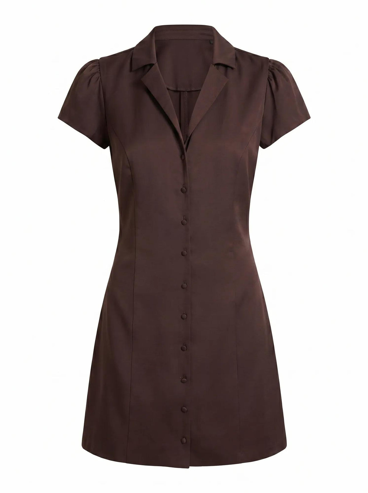 Blair Satin Collared Mini Dress Chocolate Bean_mannequin