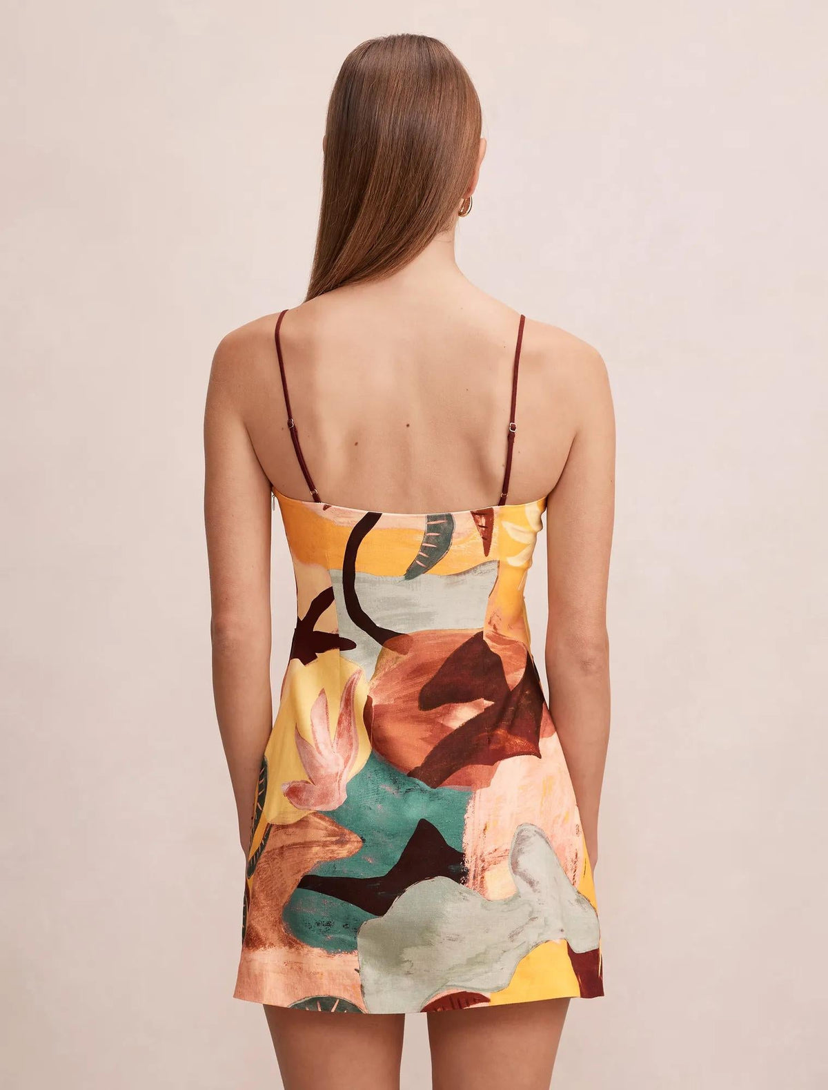 Mel Strappy Linen Mini Dress Arndale Abstract