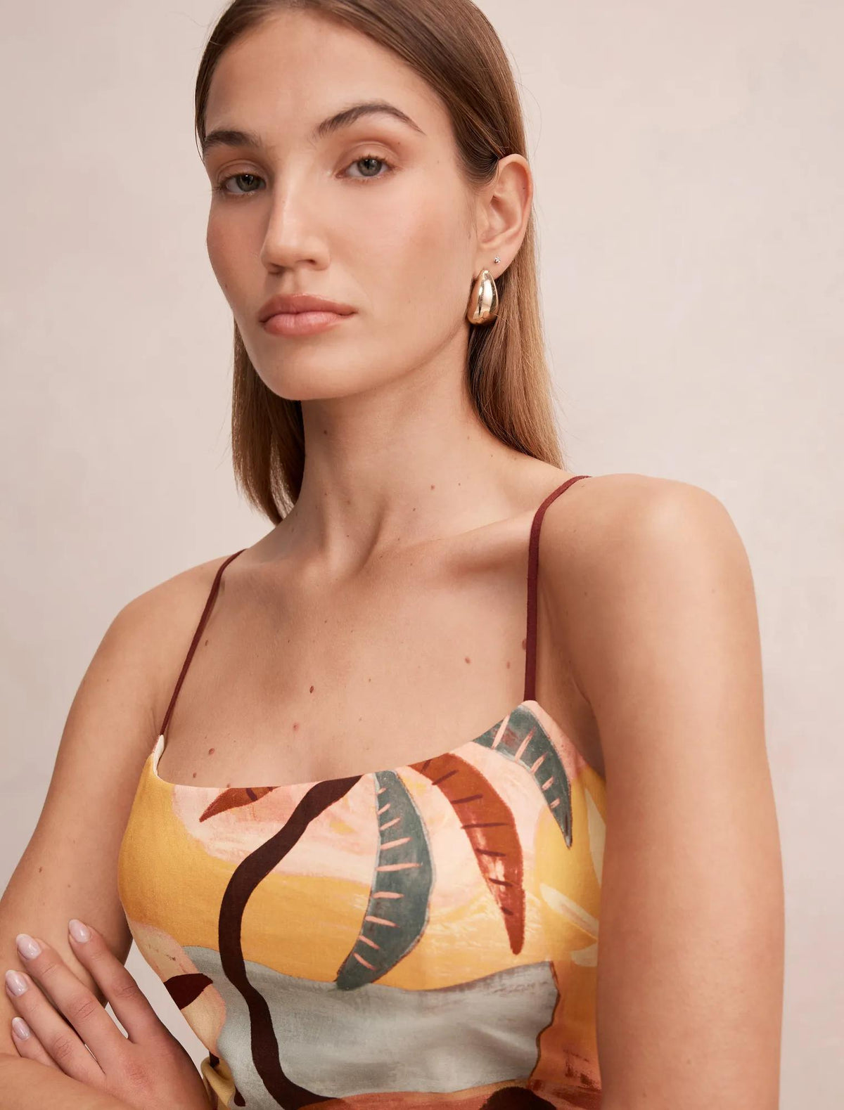 Mel Strappy Linen Mini Dress Arndale Abstract