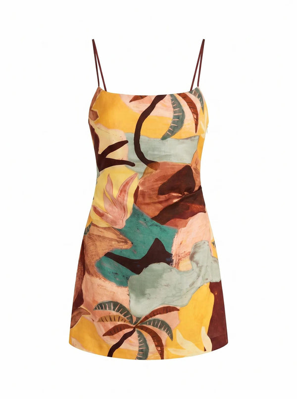 Mel Strappy Linen Mini Dress Arndale Abstract_mannequin
