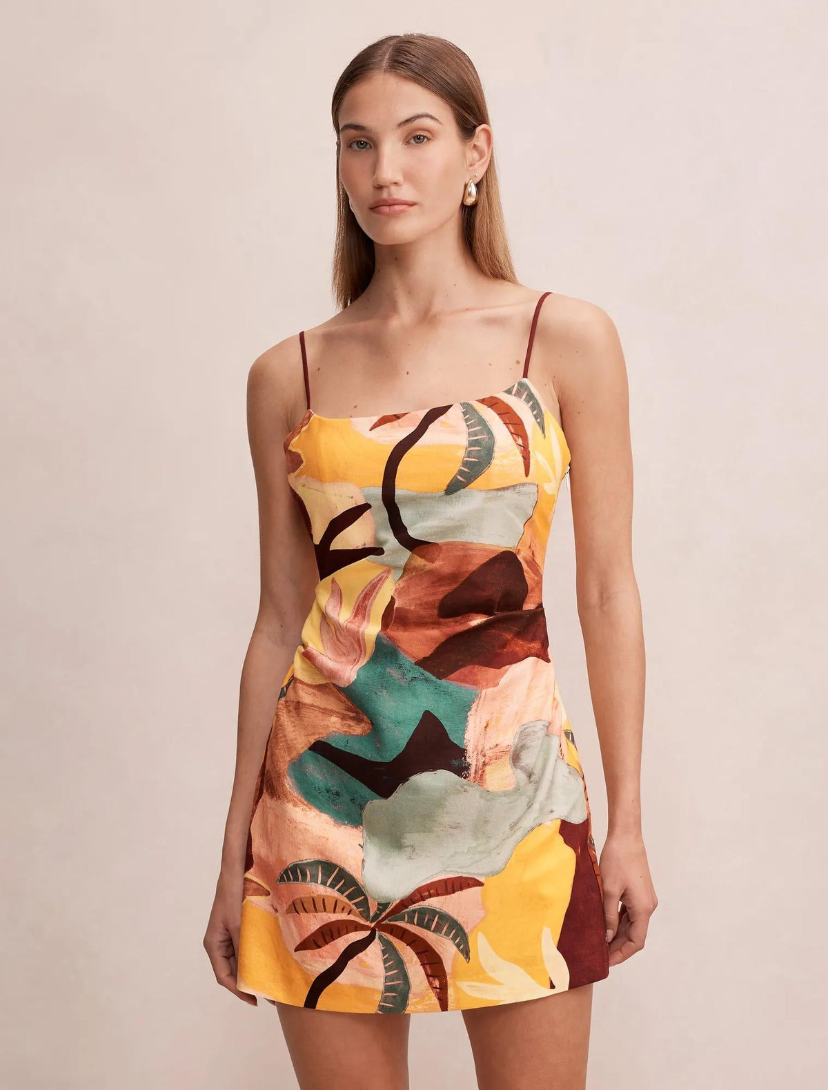Mel Strappy Linen Mini Dress Arndale Abstract