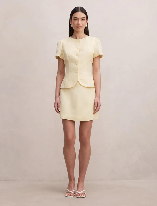 Cartia Button Down Top Butter Yellow Set