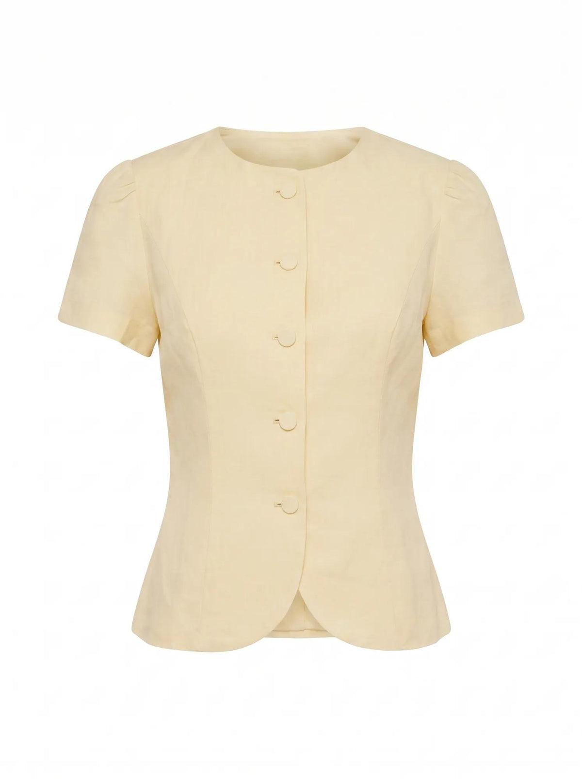 Cartia Button Down Top Butter Yellow Set_mannequin
