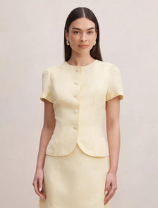 Cartia Button Down Top Butter Yellow Set