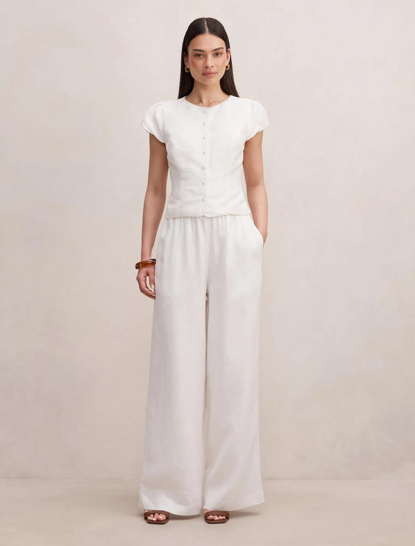 Ella Button Up Linen Top Porcelain Set