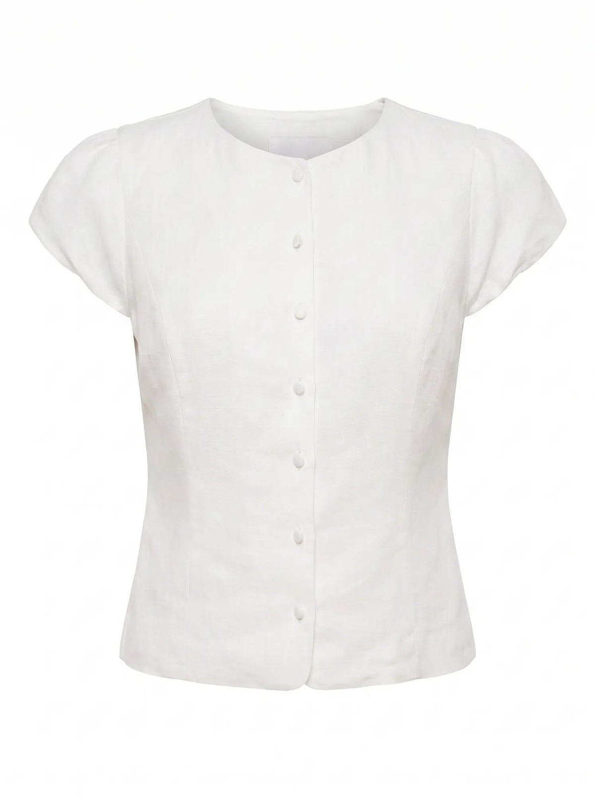 Ella Button Up Linen Top Porcelain Set_mannequin