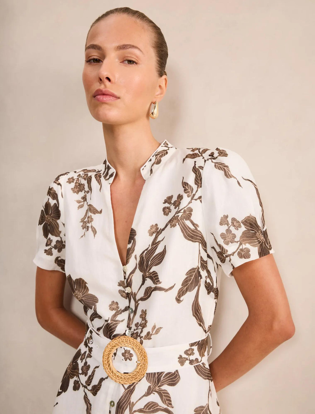 Bree Printed Shirt Midi Dress Light Mei Floral