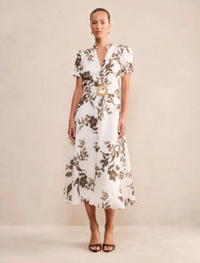 Bree Printed Shirt Midi Dress Light Mei Floral