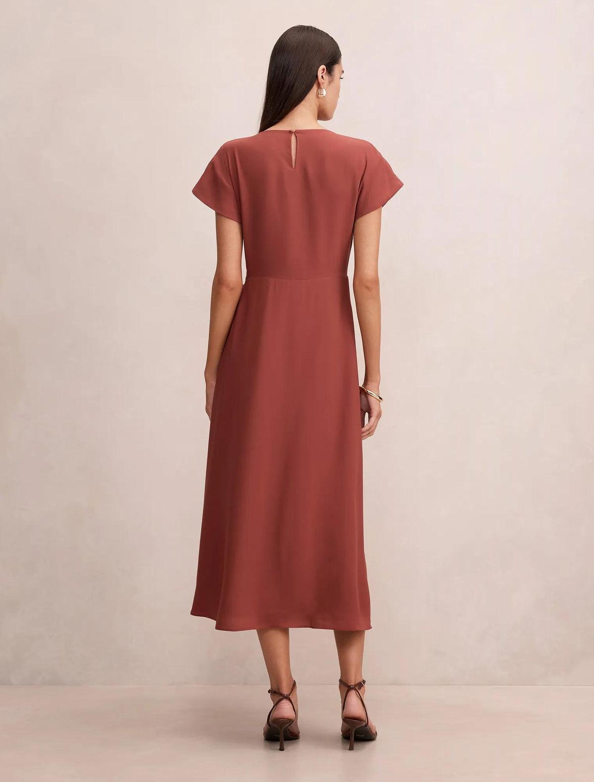 Wren Hardware Detail Midi Dress Rust