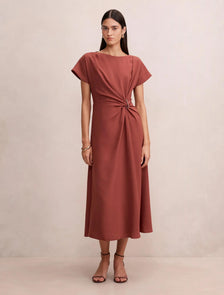 Wren Hardware Detail Midi Dress Rust