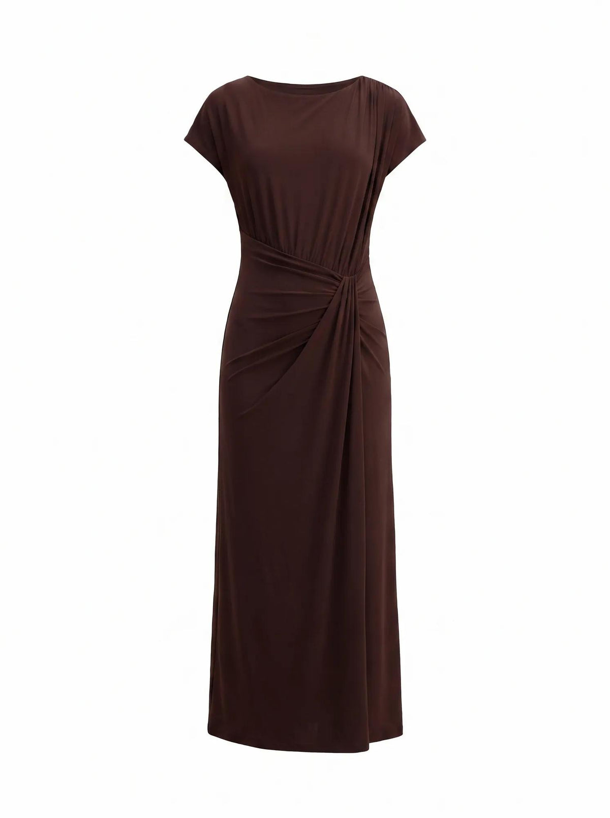 Lacie Draped Jersey Midi Dress Chocolate_mannequin