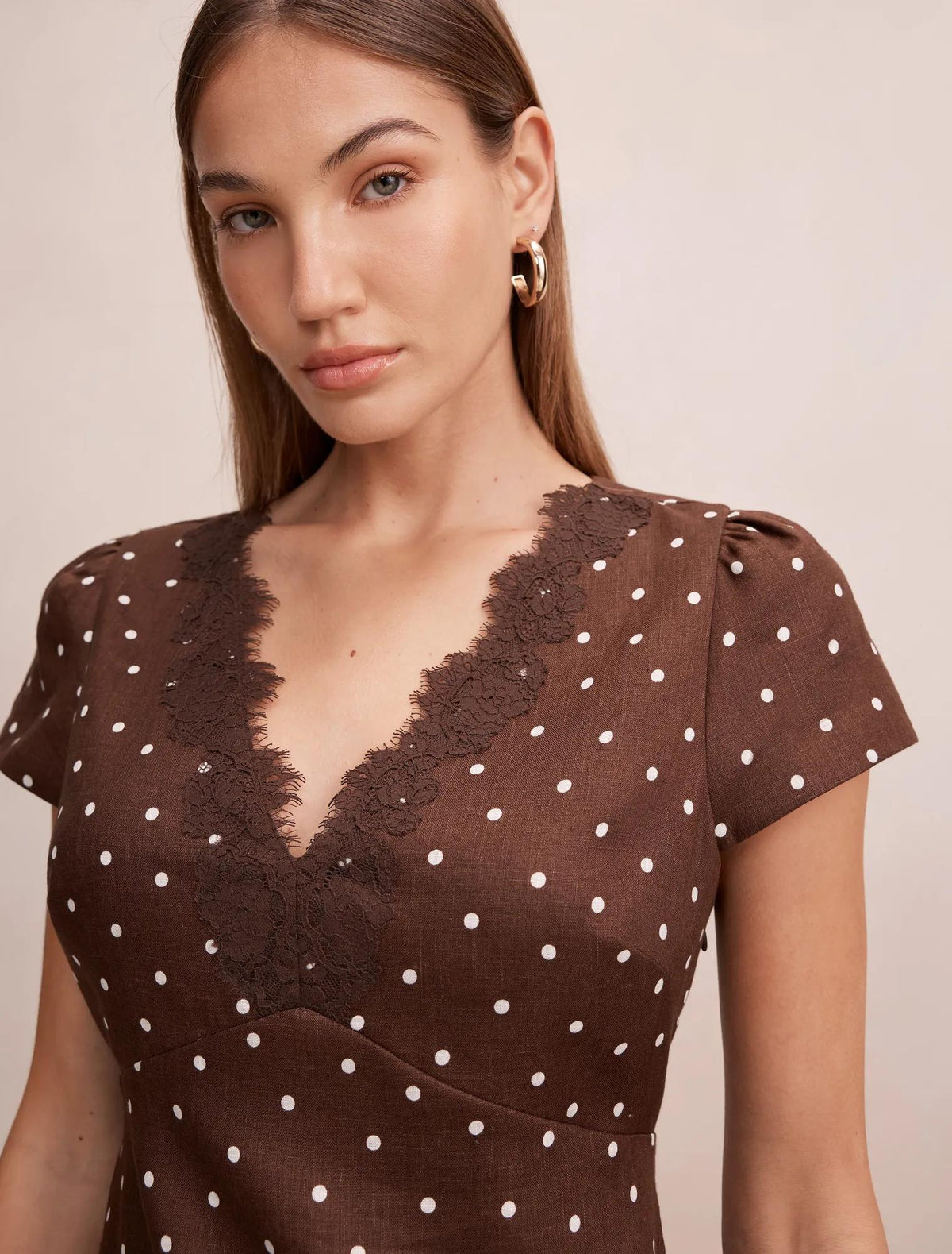 Lexi Lace Trim Linen Mini Dress Findon Spot