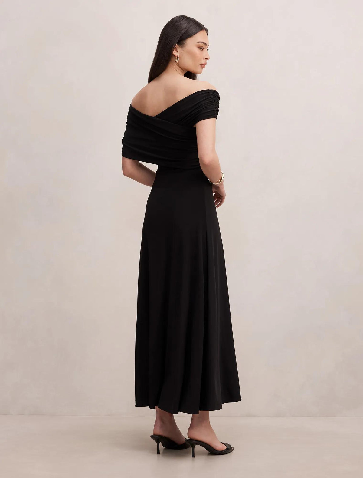 Nika Off Shoulder Midi Dress Black