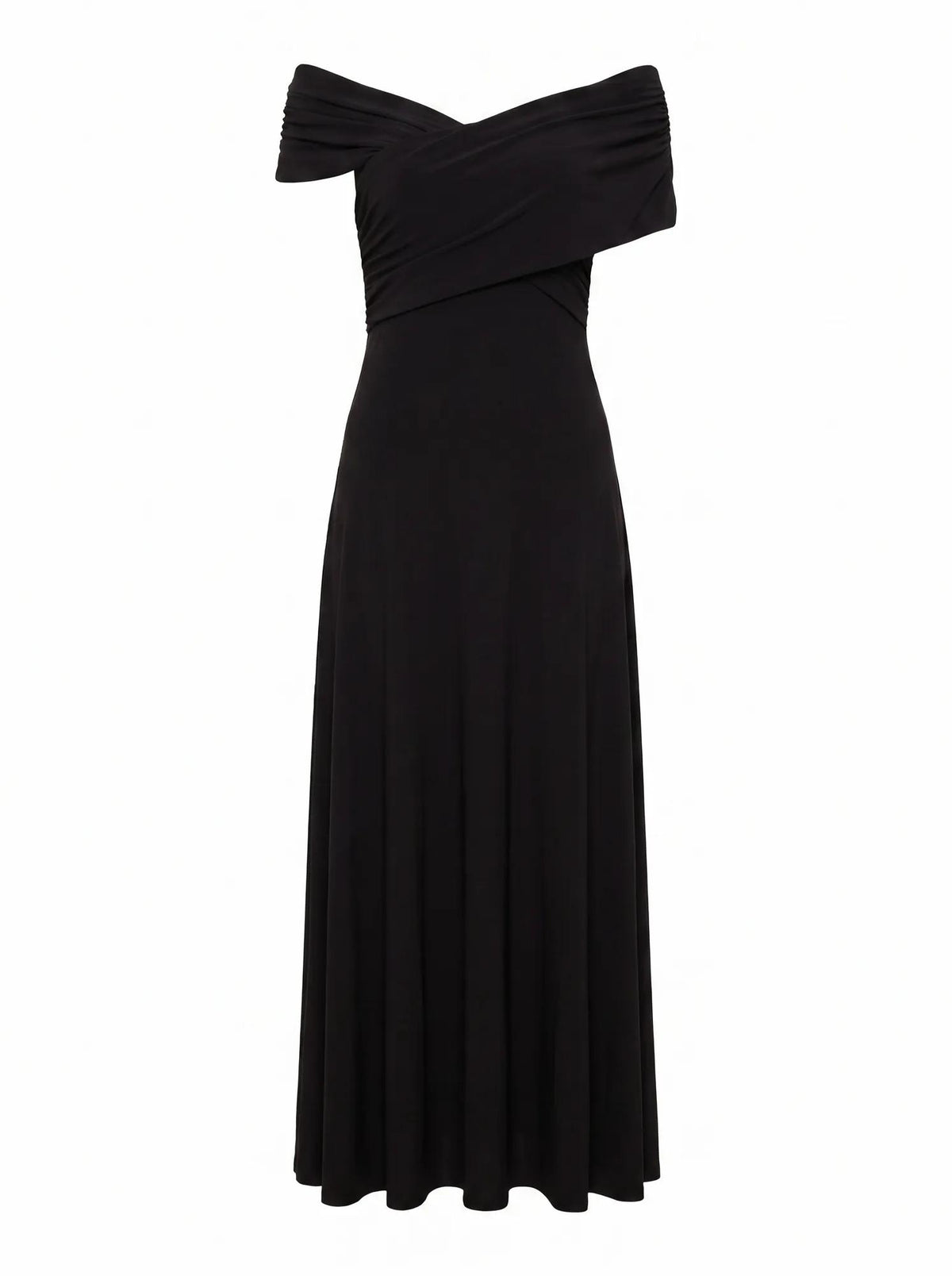 Nika Off Shoulder Midi Dress Black_mannequin