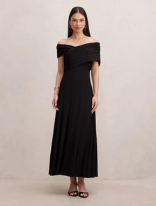 Nika Off Shoulder Midi Dress Black