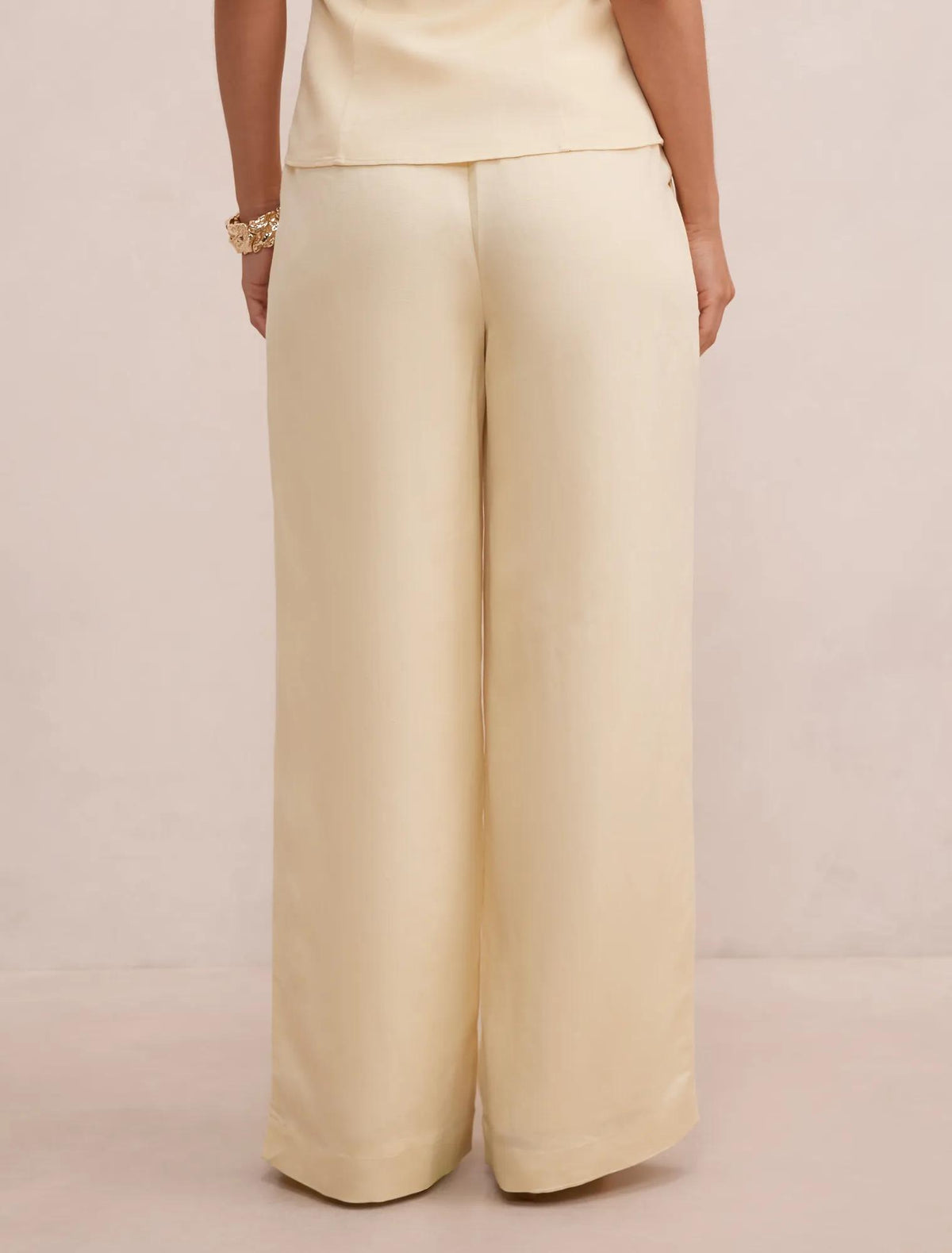 Eva Petite Linen Wide Leg Pants Butter Yellow Co-ord