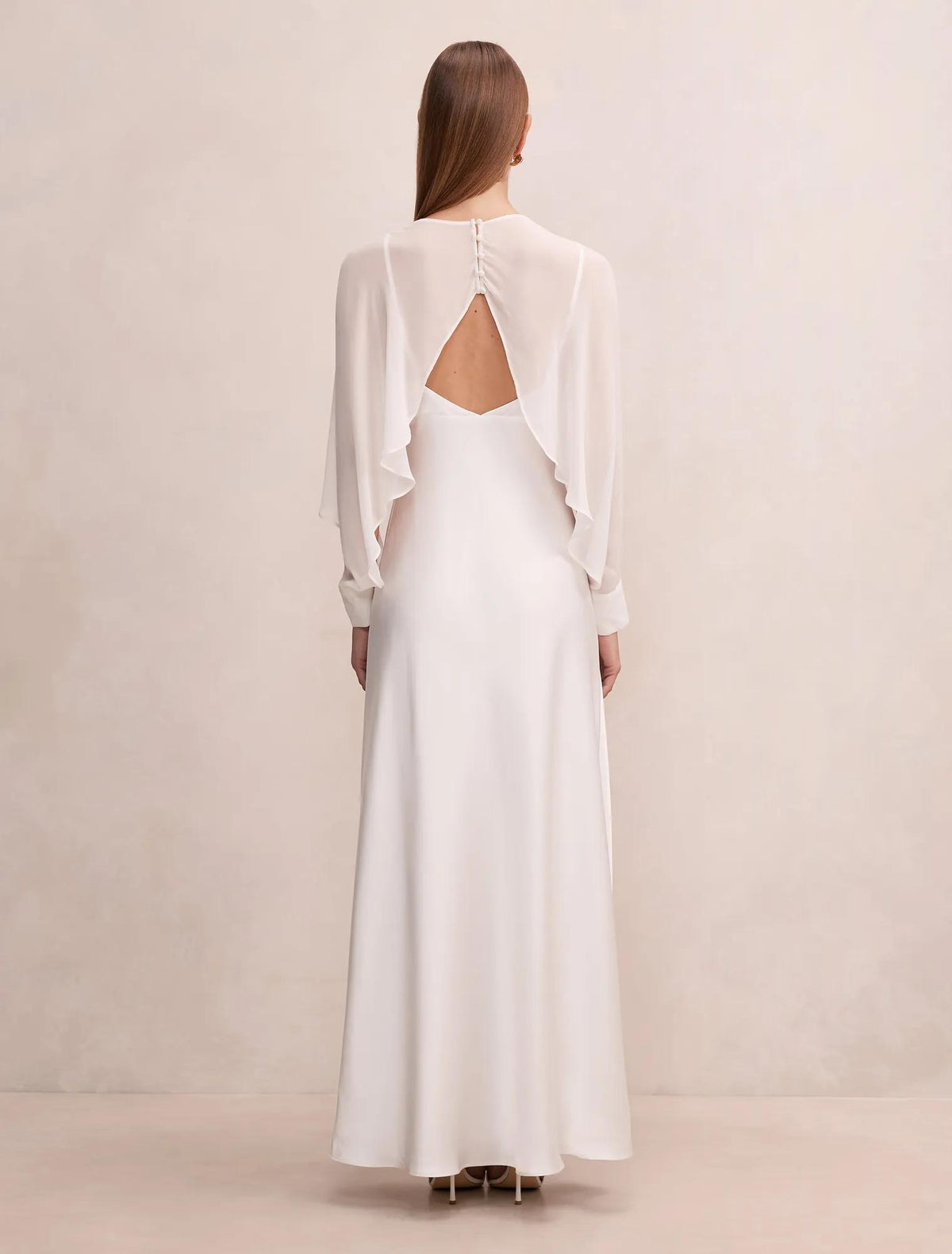 Electra Sleeve Cape Maxi Dress Bridal White