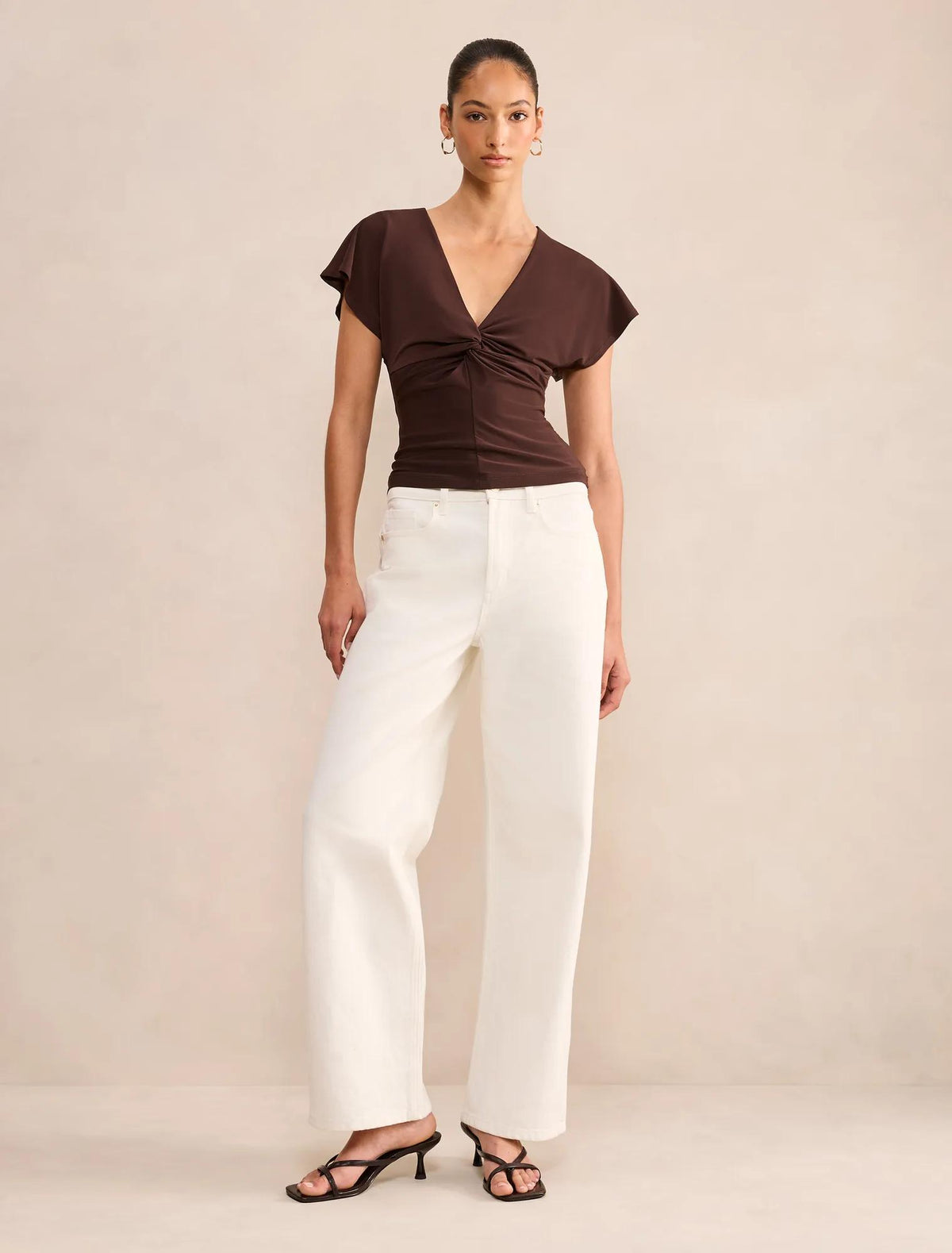 Thea Twist Batwing Top Chocolate