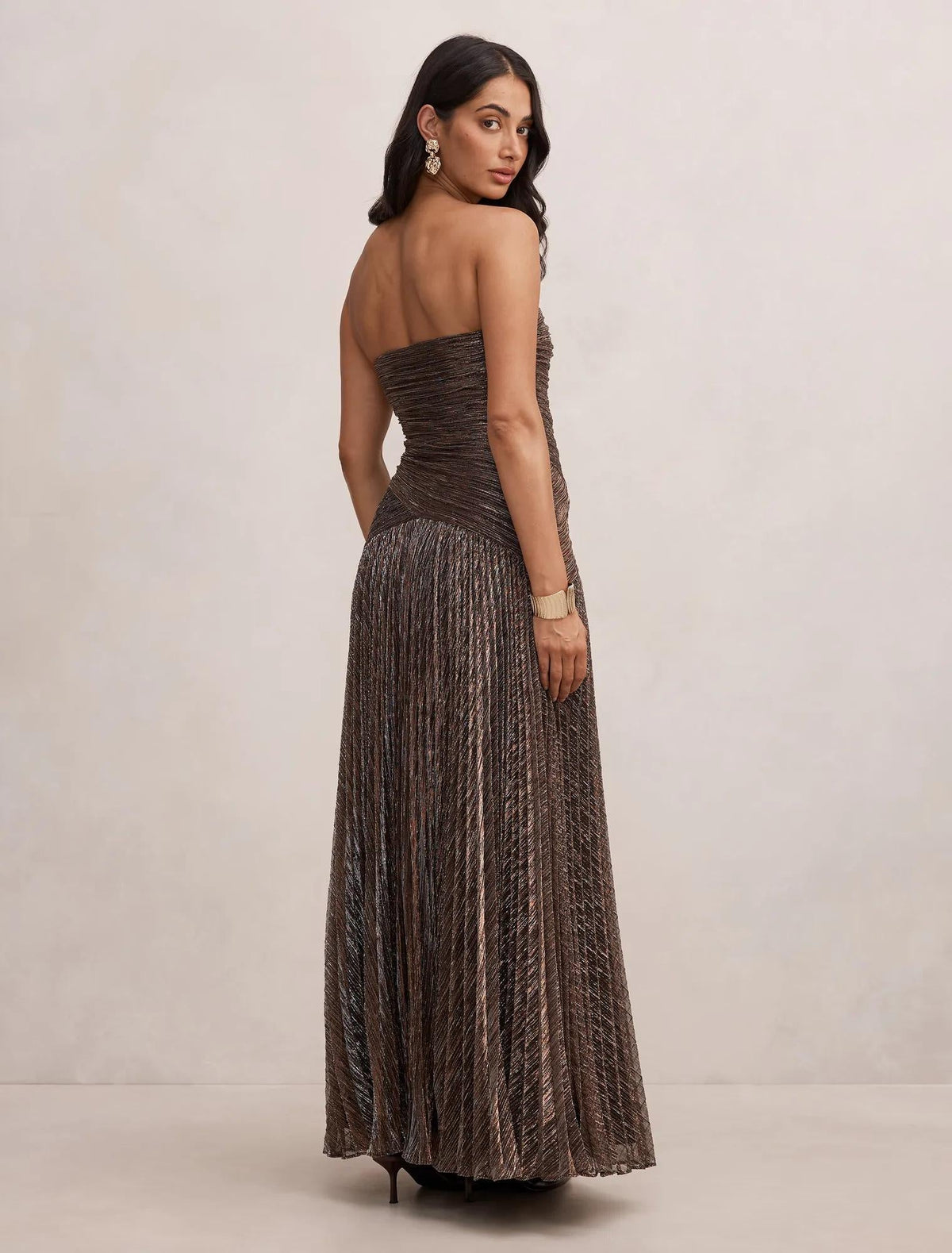 Sofia Strapless Plisse Maxi Bronze