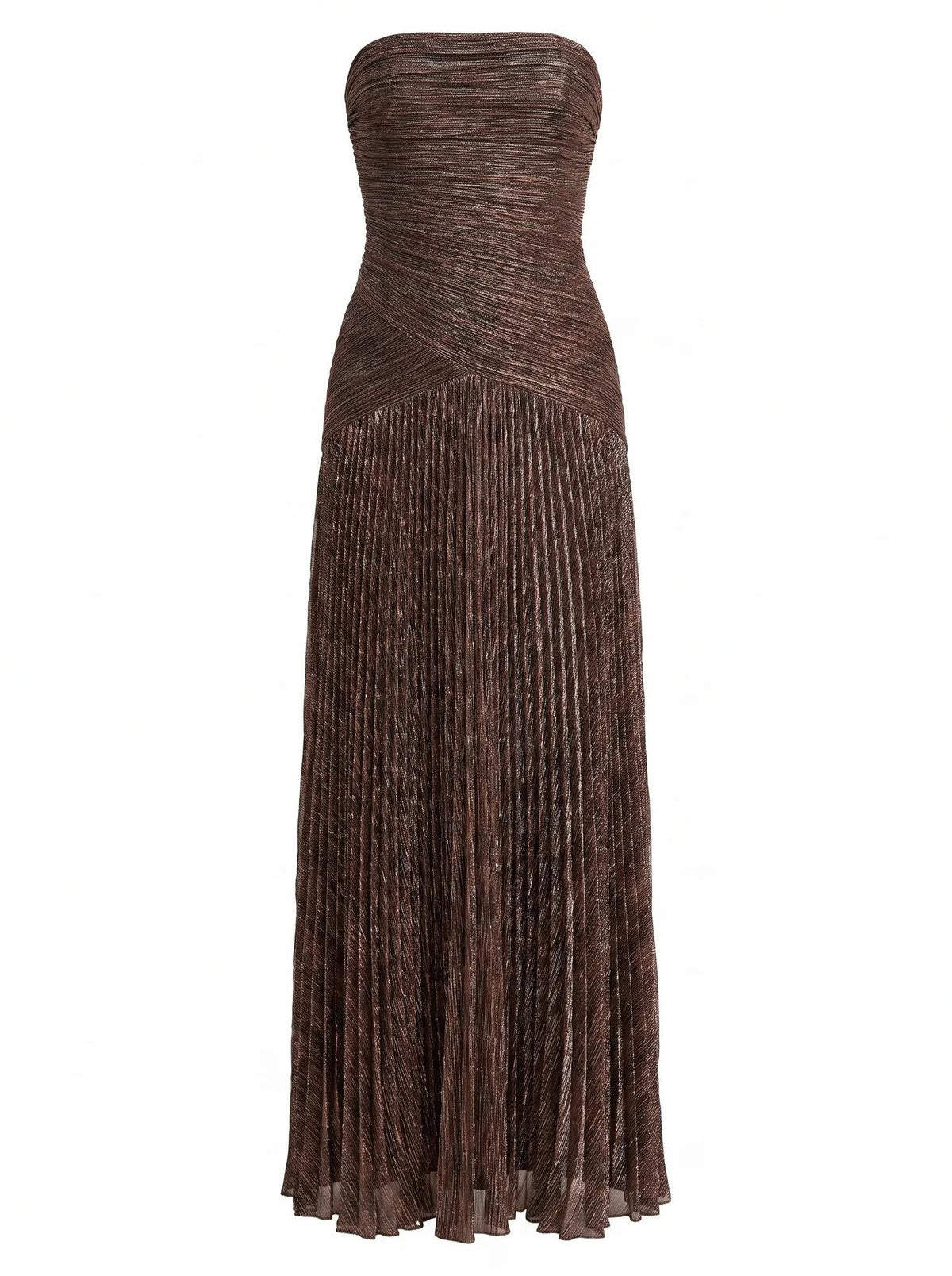 Sofia Strapless Plisse Maxi Bronze
