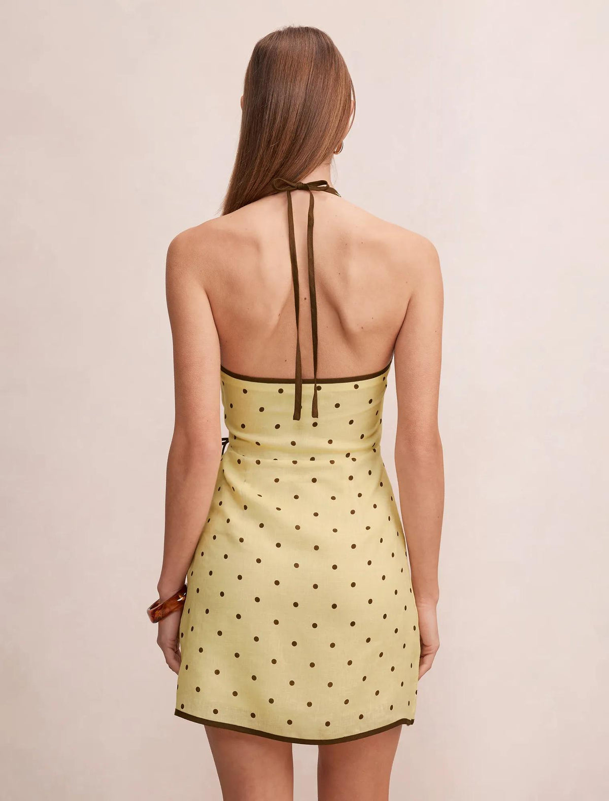 Ava Wrap Halter Linen Mini Dress Cyprus Spot