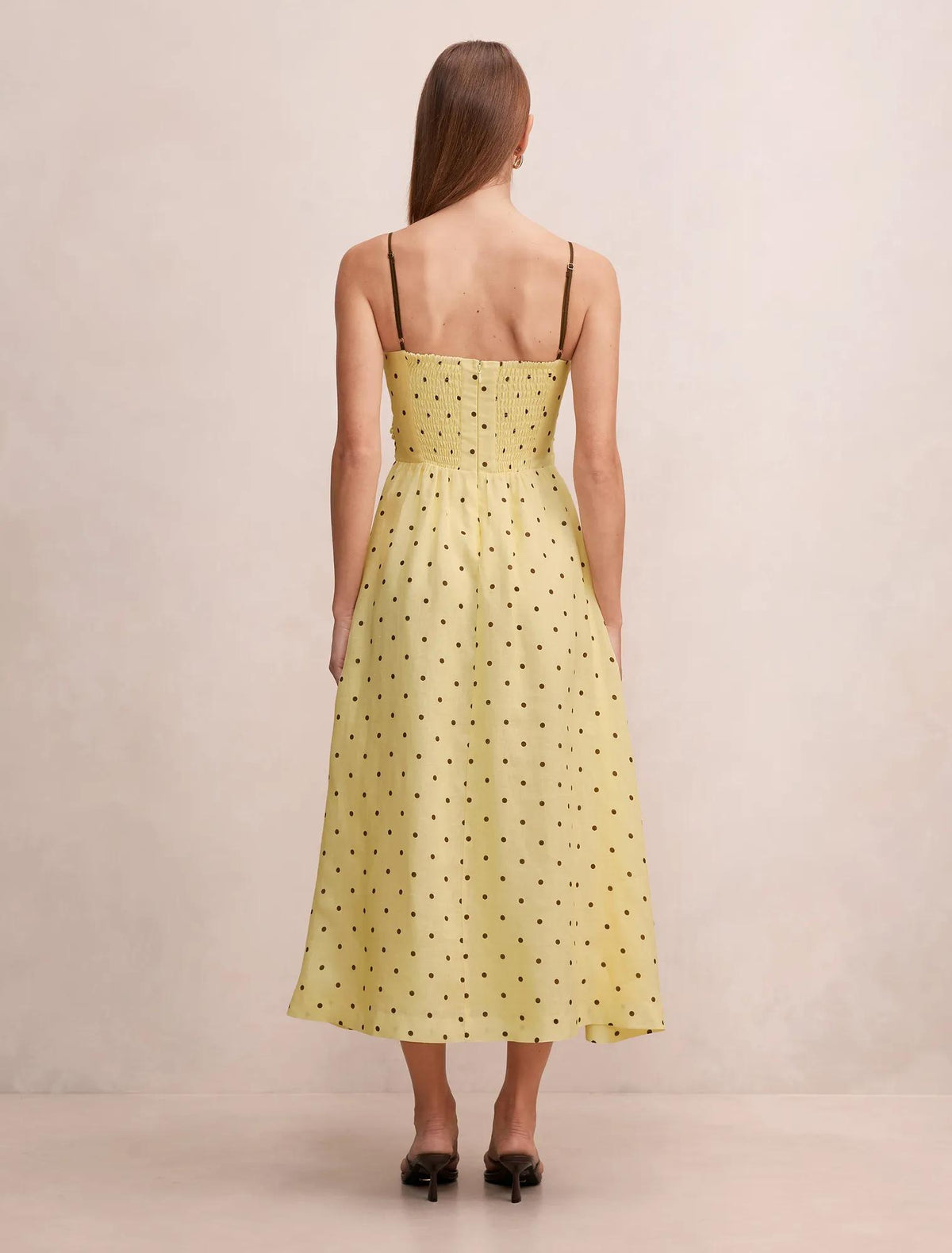 Isabella Tie Front Linen Midi Dress Cyprus Spot
