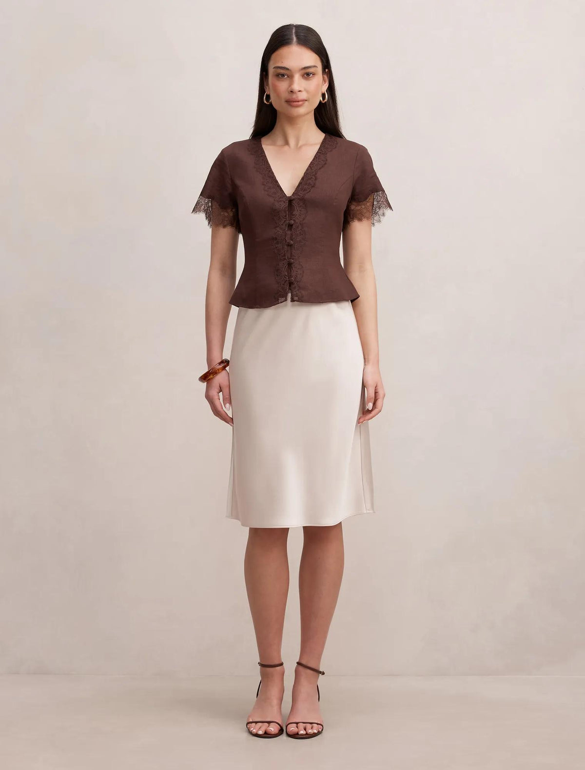 Selena Satin Skirt Cream