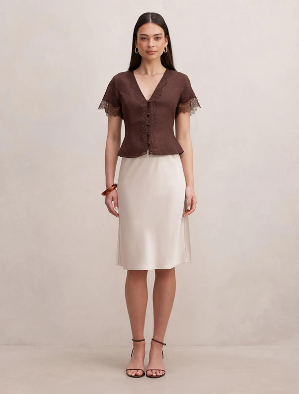 Selena Satin Skirt Cream